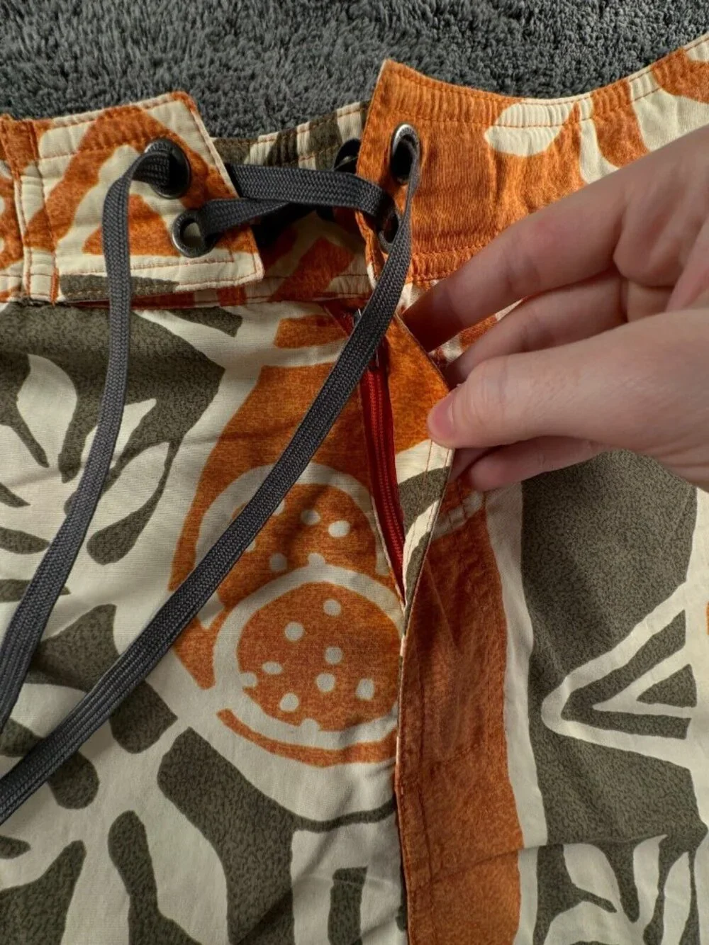 Patagonia Swim Trunk Men Board Shorts Adult Swimming Size 34 Orange Tiki Floral